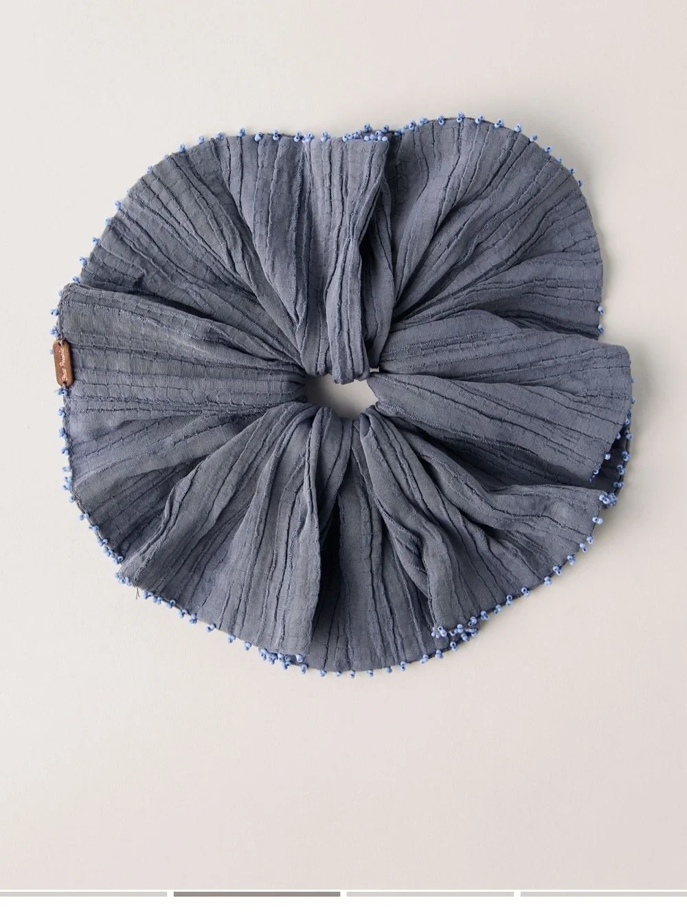 Free People Blue Textured Beaded Oversized Scrunchie Hair Accessory